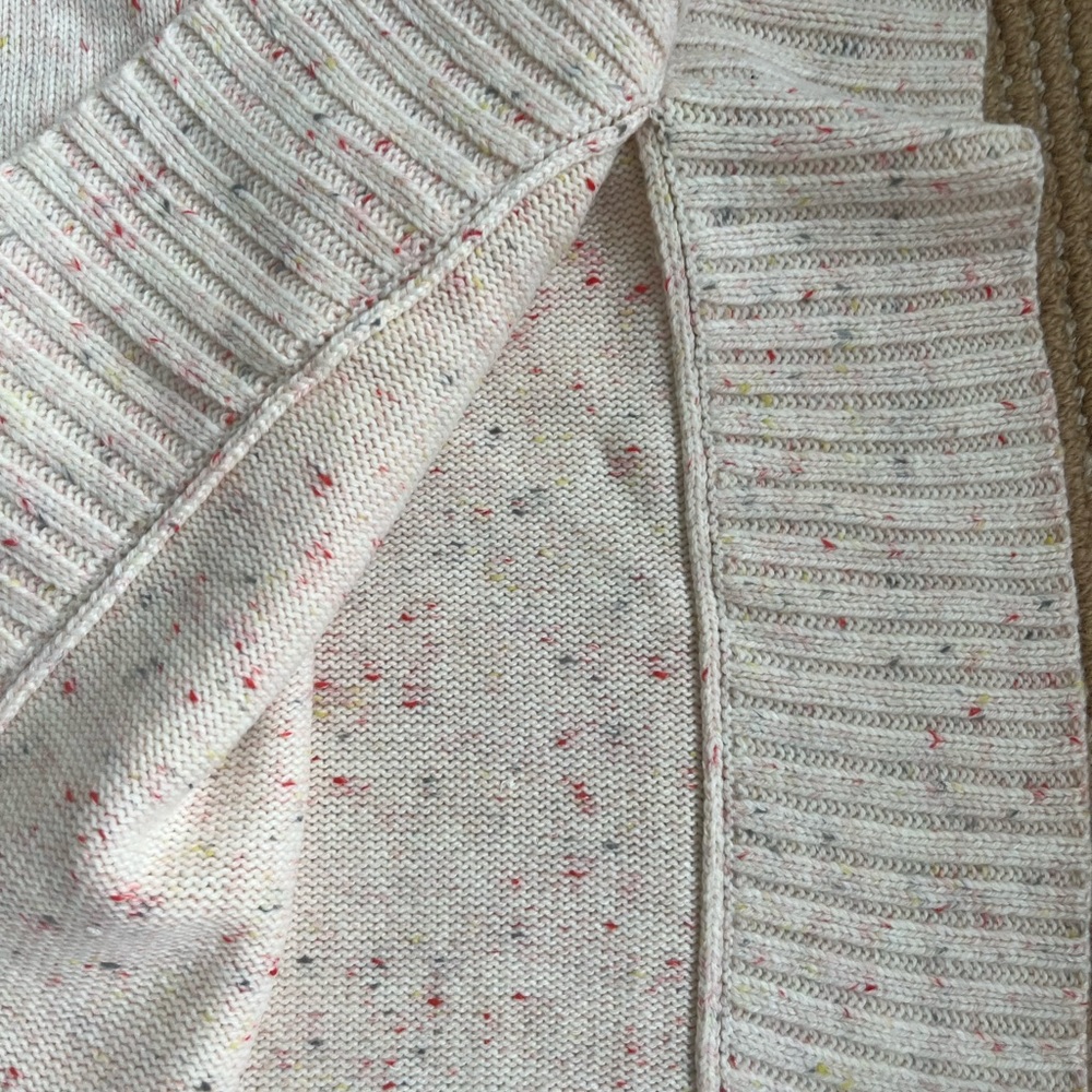 Ann Taylor Loft Flecked Pull over Cream Base Turtleneck Poncho Size M/L NWT - Picture 9 of 12